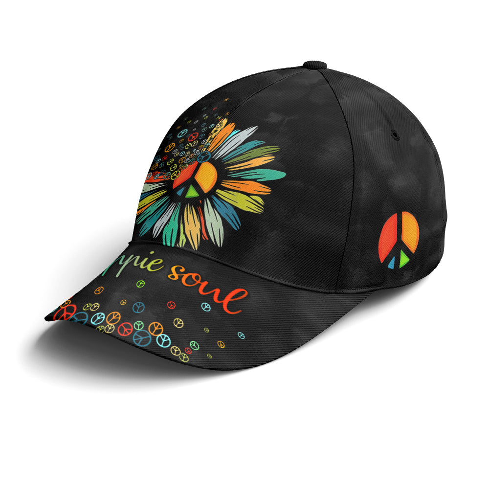 Hippie Soul Sunflower Black Baseball Cap Lasfour CO0691