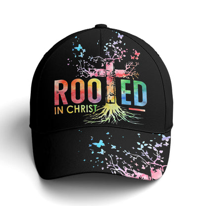 Rooted In Christ Black Baseball Cap Lasfour CO0859