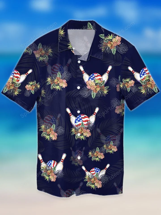 Bowling Tropical Flag Hawaiian Shirt, Summer gift, Hawaiian Shirts for Men, Aloha Beach Shirt HO1004