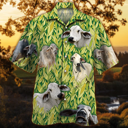 Vintage Farm Hawaiian Shirts for Men - Brahman Hawaiian Shirt, Animals Button Down Mens Hawaiian Shirts HO2522