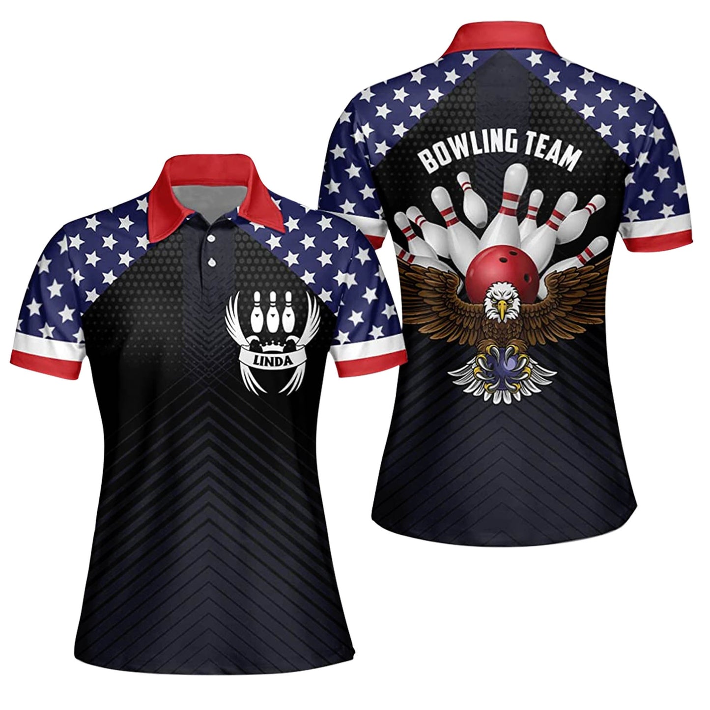 American Flag Bowling Shirt Ladies BW0008