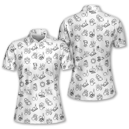 Custom Bowling Shirts For Women - Personalized Bowling Shirts Women - White Bowling Shirt Pattern Ladies - Polo Bowling Shirts Short Sleeve BW0018