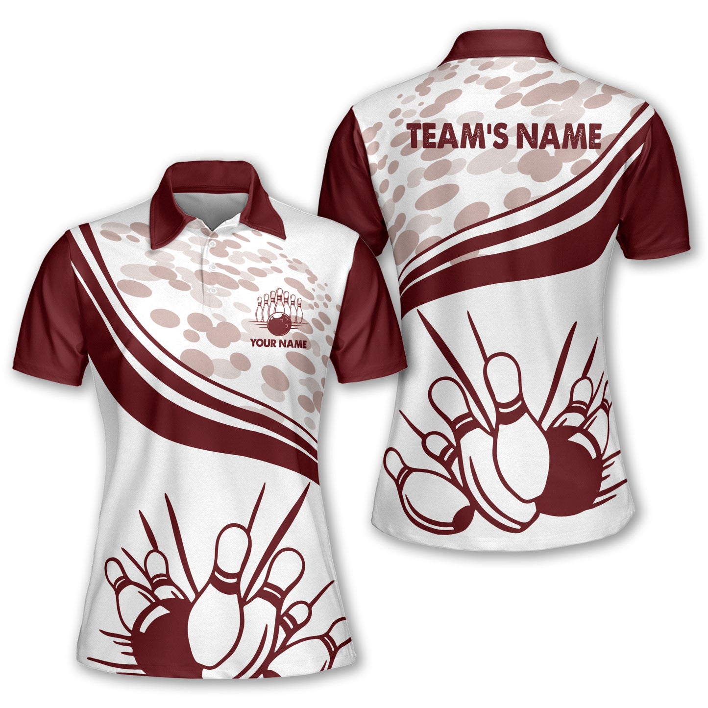Custom Bowling Shirts For Women - Personalized Bowling Team Shirts Short Sleeve - Printed Bowling Shirts For Women - Polo Shirts For Bowling Lover BW0019