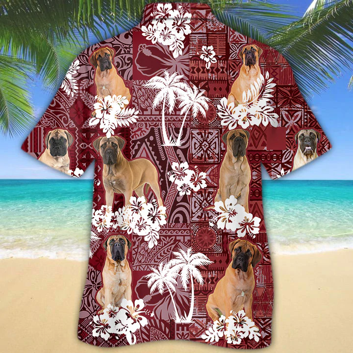Bullmastiff Red Hawaiian Shirt, Animal Summer Shirts, Dog Lover Shirts, Hawaiian Shirt Men HO1292