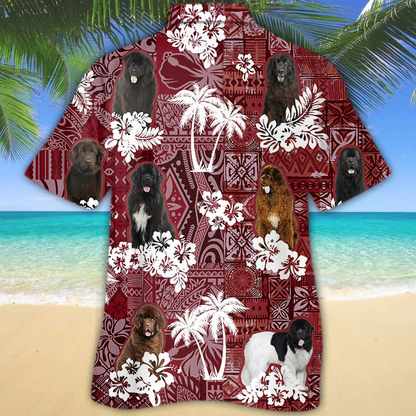 Newfoundland Hawaiian Shirt, Gift for Dog Lover Shirts, Men's Hawaiian shirt, Summer Hawaiian Aloha Shirt HO1213