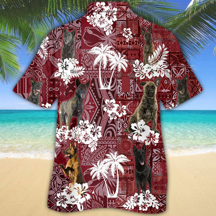 Dutch Shepherd Hawaiian Shirt, Hawaii Shirt Red Tribal For Dog Lovers HO5186