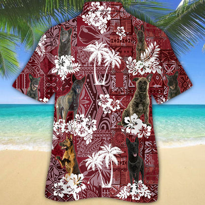 Dutch Shepherd Hawaiian Shirt, Hawaii Shirt Red Tribal For Dog Lovers HO5186