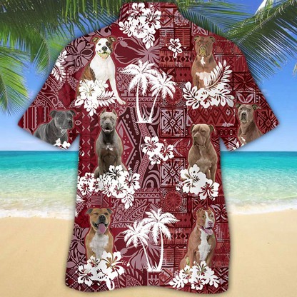 Pitbull Hawaiian Shirt, Gift for Dog Lover Shirts, Men's Hawaiian shirt, Summer Hawaiian Aloha Shirt HO1206