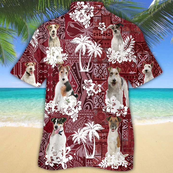 Fox Terrier Red Hawaiian Shirt, Gift for Dog Lover Shirts, Animal Summer Shirts HO1254