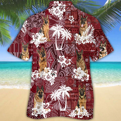 German Shepherd 2 Red Hawaiian Shirt, Gift for Dog Lover Shirts, Animal Summer Shirts HO1252