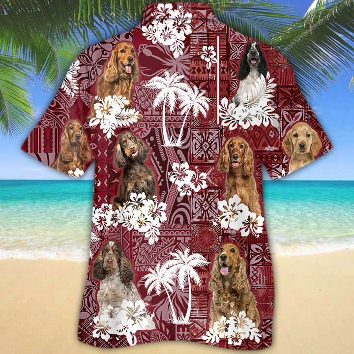 English Cocker Spaniel 2 Red Hawaiian Shirt, Gift for Dog Lover Shirts, Animal Summer Shirts, Hawaiian Shirt Men HO1261