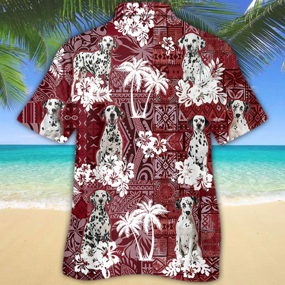 Dalmatian Red Hawaiian Shirt, Gift for Dog Lover Shirts, Animal Summer Shirts, Hawaiian Shirt Men HO0171