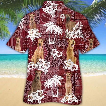 Irish Terrier Red Hawaiian Shirt, Gift for Dog Lover Shirts, Men's Hawaiian shirt, Summer Hawaiian Aloha Shirt HO1228