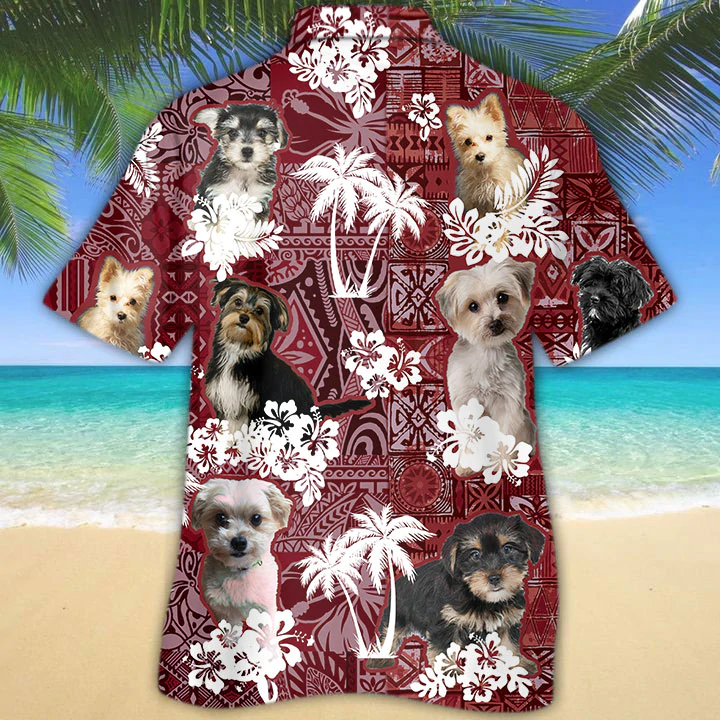 Morkie Hawaiian Shirt, Gift for Dog Lover Shirts, Men's Hawaiian shirt, Summer Hawaiian Aloha Shirt HO1214