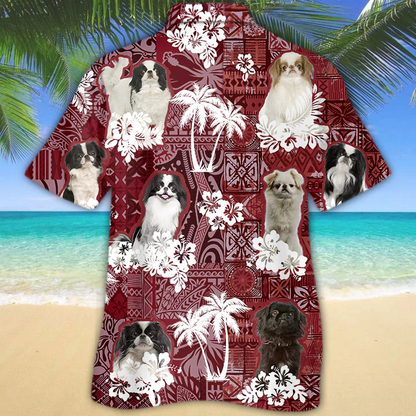 Japanese Chin Red Hawaiian Shirt, Gift for Dog Lover Shirts, Animal Summer Shirts HO1249