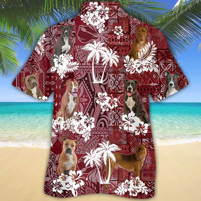 American Pit Bull Red Hawaiian Shirt, Hawaiian shirt For men, Women, Aloha Shirt For Summer HO1306