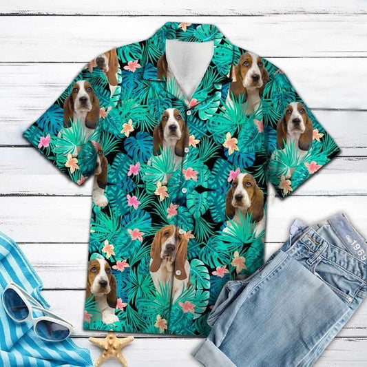 Basset Hound Hawaiian Shirt Beach Short Sleeve Basset Hound Shirt Gift For Dog Lovers HO2306
