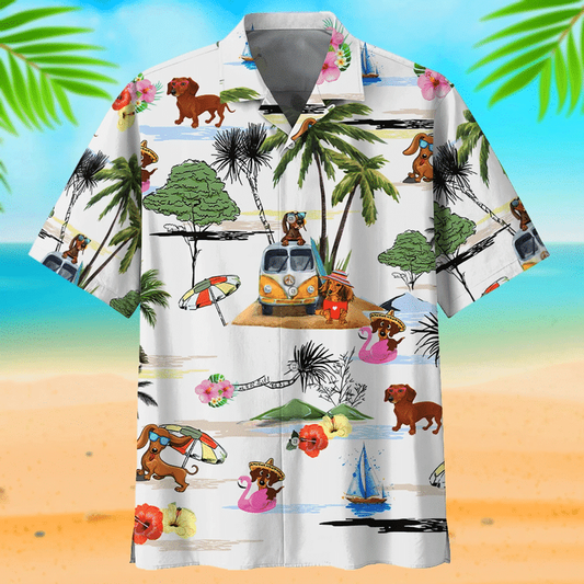 Beach And Dachshunds Cute Beach Cartoon Hawaiian Shirt HO1954