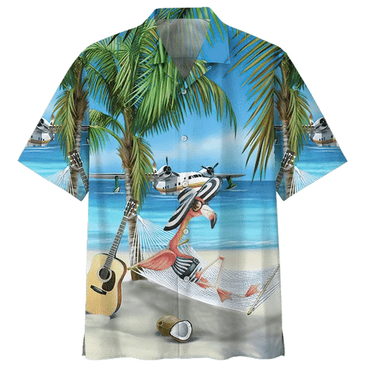 Beach And Flamingo Ornamental Design Hawaiian Shirt HO1928