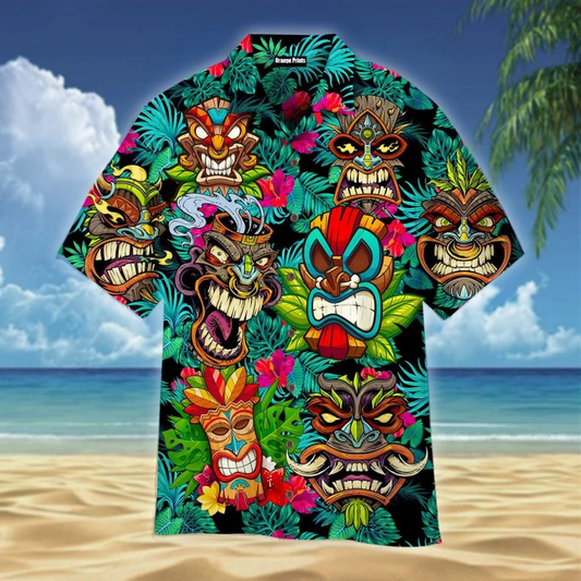 Beach Shirt Aloha Tiki Floral Hawaiian Shirt, hawaiian shirt vintage floral, hawaiian shirt men HO2710