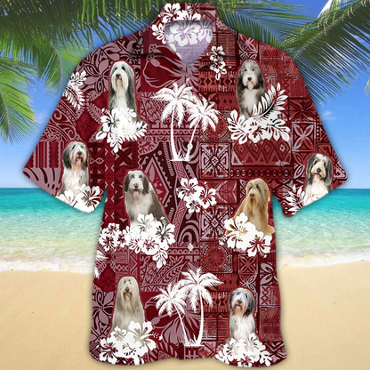 Bearded collie Red Hawaiian Shirt, Animal Summer Shirts, Dog Lover Shirts, Hawaiian Shirt Men HO1294