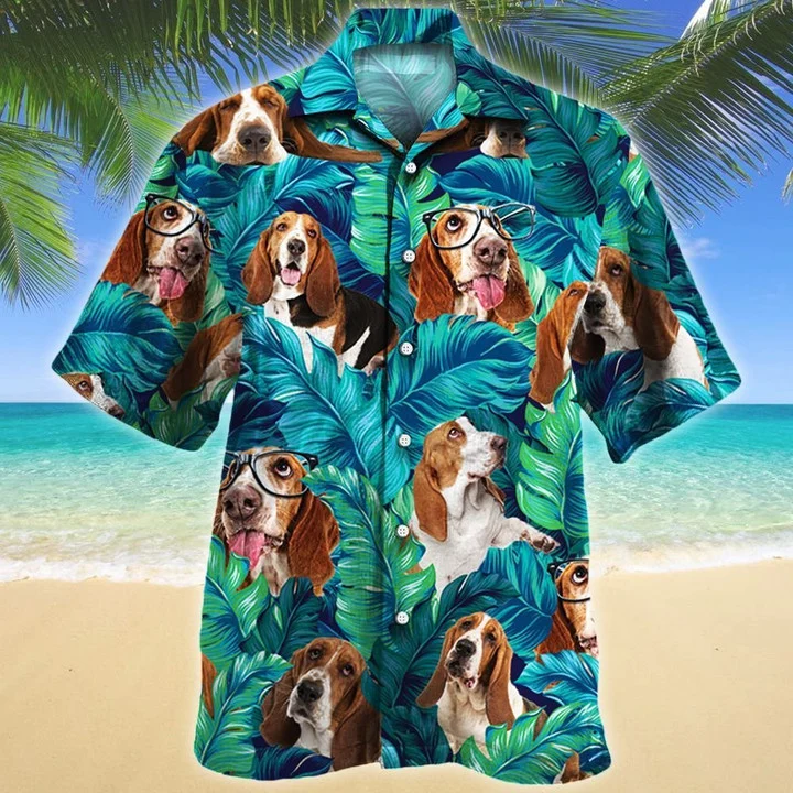 Beautiful Basset Hound Dog Tropical Forest Lovers Gift Hawaiian Shirt HO2113