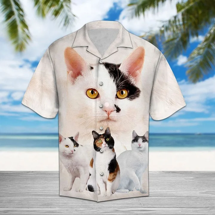 Beautiful Cat Mix While Theme Hawaiian Shirt HO1956