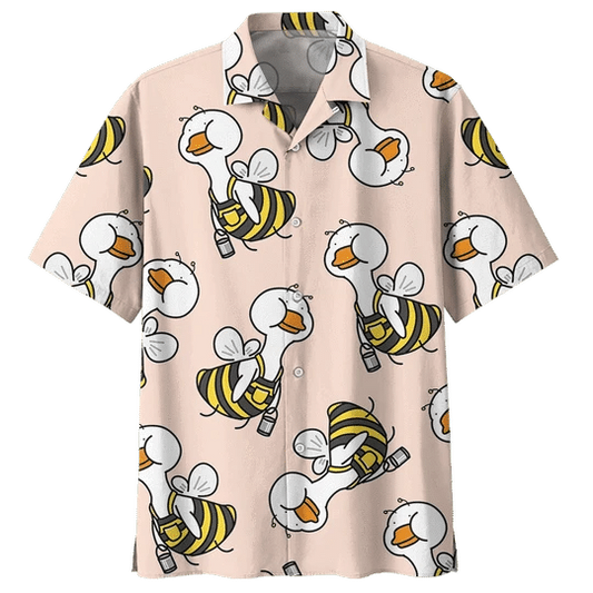 Bee Duck Background Design Hawaiian Shirt, Hawaii Style Fashion Beach Shirt HO2008