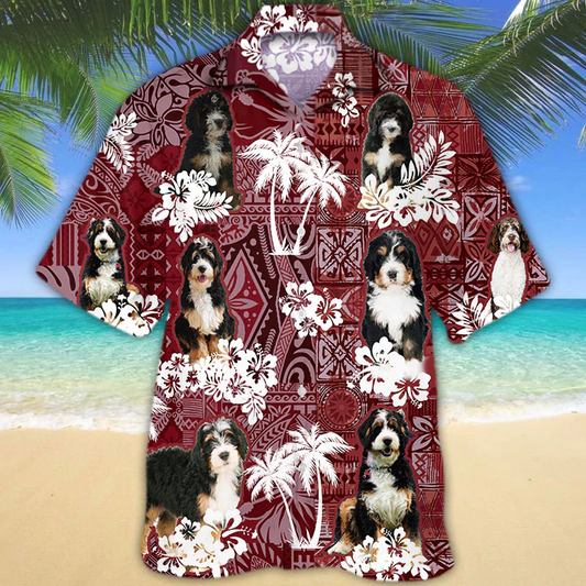 Bernadoodle Red Hawaiian Shirt, Hawaiian shirt For men, Women, Aloha Shirt For Summer HO1312