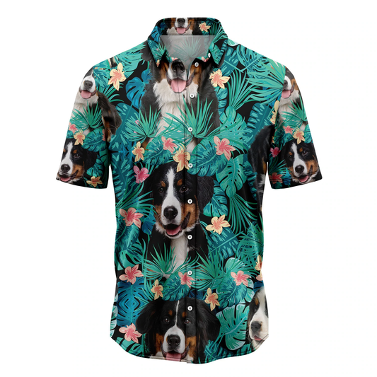 Mens Hawaiian Shirt, Bernese Mountain Dog Tropical Casual Short Sleeve Button Down Shirts Aloha Shirt HO1074