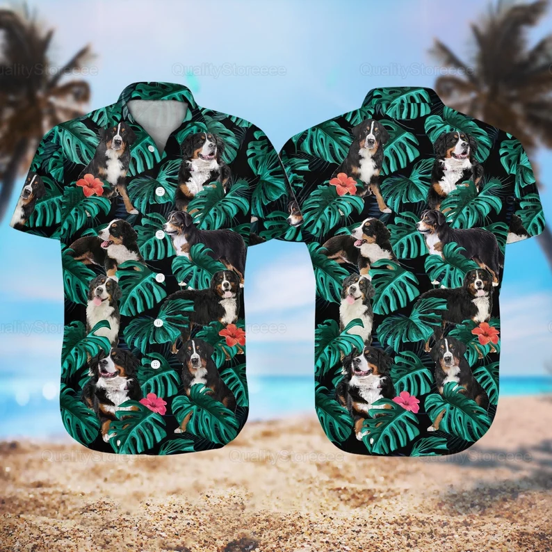 Bernese Mountain Hawaii Shirt, Hawaiian Shirts, Beach Vacation Shirt, Summer Shirt HO2330