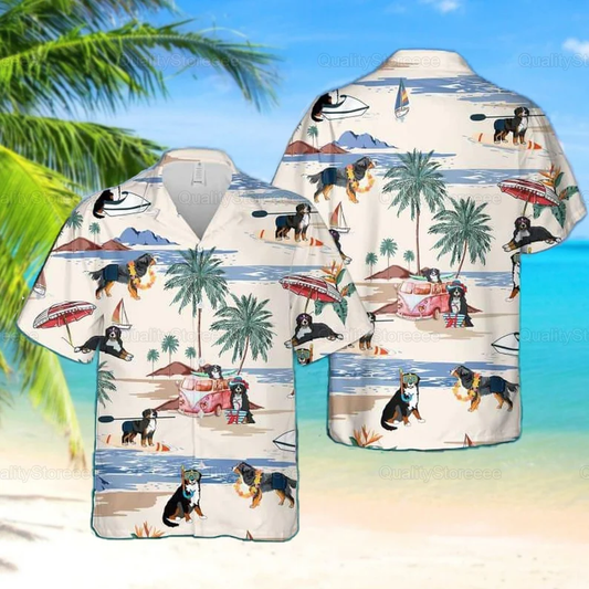 Bernese Mountain Hawaiian Shirt, Bernese Mountain Shirt, Bernese Mountain Beach Shirt HO0202