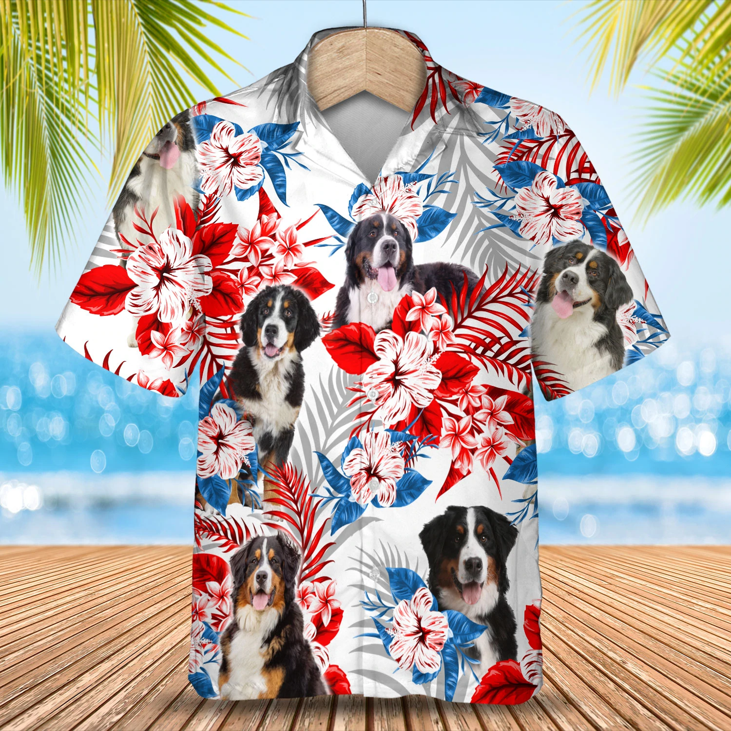 Bernese Mountain Hawaiian Shirt, Summer aloha shirt, Men Hawaiian shirt, Women Hawaiian shirt HO0828