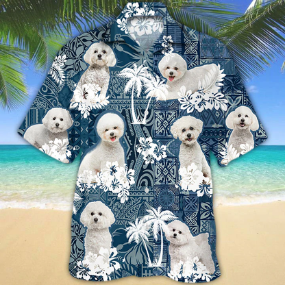 Bichon Frise Hawaiian Shirt, Dog Hawaiian Shirt Men women, Short Sleeve Hawaiian Aloha Shirt HO2416