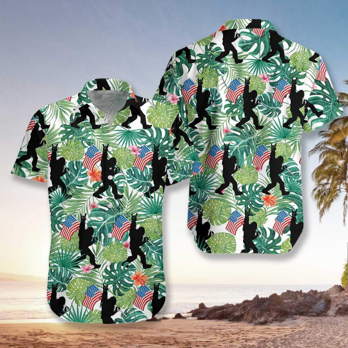 Bigfoot American Flag Hawaiian Shirts For Men & For Women HO2361