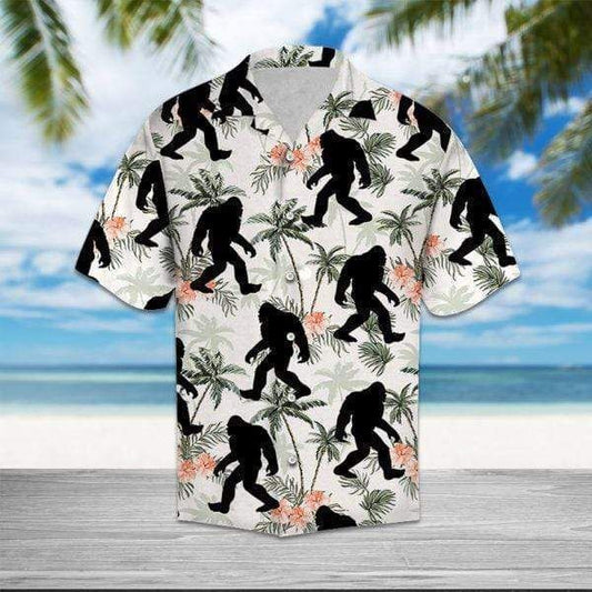 Bigfoot Coconut Tree Tropical Aloha Hawaiian Shirts HO0098