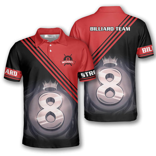 Lasfour Billiard Ball 8 Red Black Personalized Name Shirt BIA0896
