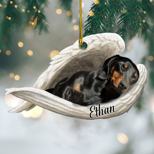 Dachshund sleeping angel black and tan dachshund lovers dog mom ornament MI0119