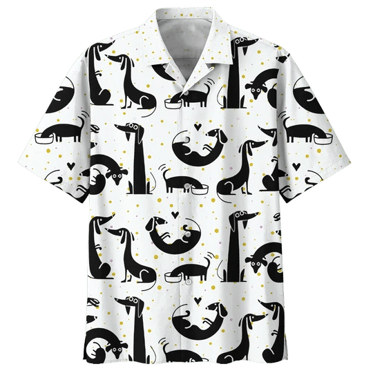Black And White Dachshund Hawaiian Shirt, dachshund dog hawaii shirt for Men and women HO2010