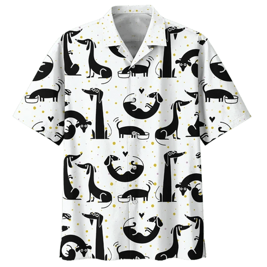 Black And White Dachshund Hawaiian Shirt, dachshund dog hawaii shirt for Men and women HO2010