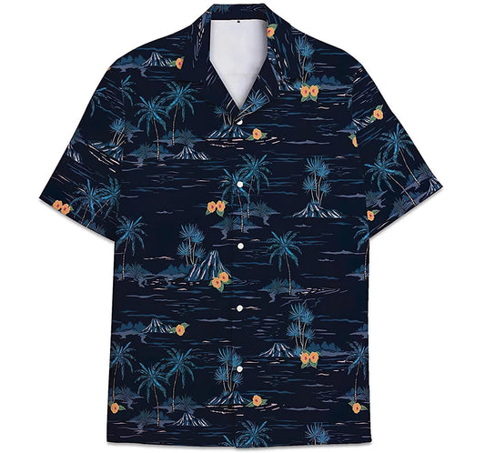 Black Coconut Tree Island Hawaiian Shirt, Button Up Aloha Shirt For Men, Women HO0162