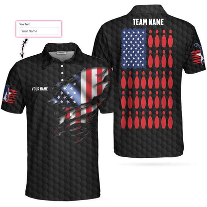 Custom Patriotic Bowling Polo Shirts For Team BO0030