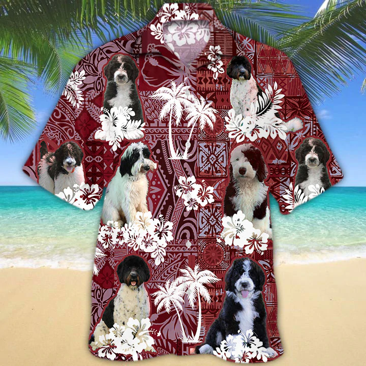 Black and White Goldendoodle Hawaiian Shirt, Gift for Dog Lover Shirts, Animal Summer Shirts, Hawaiian Shirt Men HO1281