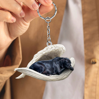 Black Labrador Sleeping Angel Acrylic Keychain Dog Sleeping Keychain Lasfour KO0172