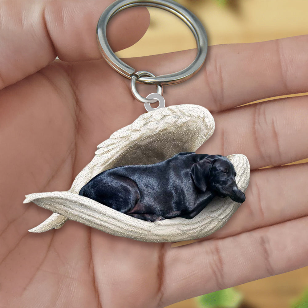 Black Labrador Sleeping Angel Acrylic Keychain Dog Sleeping Keychain Lasfour KO0172