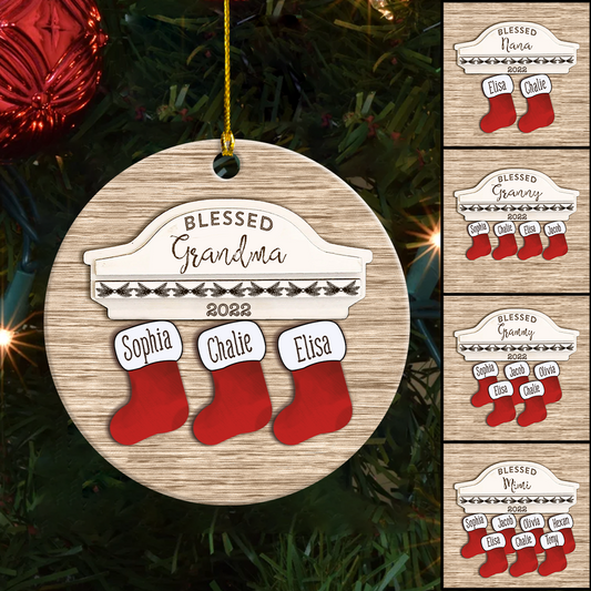 Blessed Grandma With Kids Personalized Cicle Ornament CTH01 MI0061