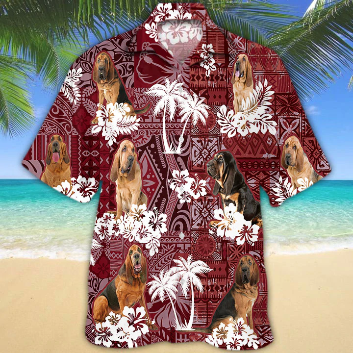 Bloodhound Hawaiian Shirt, Gift for Dog Lover Shirts, Animal Summer Shirts, Hawaiian Shirt Men HO1280