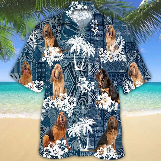 Bloodhound Hawaiian Shirt, Men's Hawaiian Shirt Button Down Short Sleeves, gift for Dog lovers HO2434