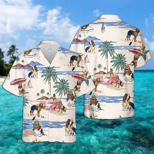Bloodhound Summer Beach Hawaiian Shirt, Hawaiian Shirts for Men, Hawaiian Shirts for Men, Aloha Beach Shirt HO0994