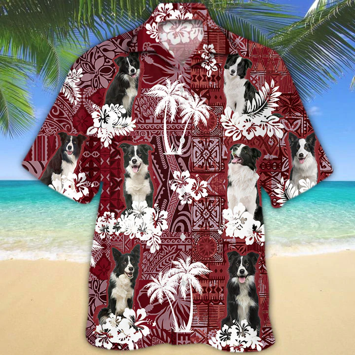 Border Collie Hawaiian Shirt, Gift for Dog Lover Shirts, Animal Summer Shirts, Hawaiian Shirt Men HO1278